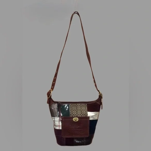COACH Holiday Patchwork Bleecker Hobo Crossbody/Shoulder Bag, Leather/Suede, Y2K - Picture 5 of 15